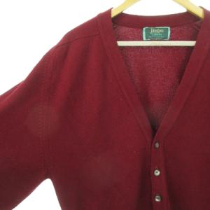 Johnstons of Elgin ジョンストンズ オブ エルガン ニットカーディガン Vネック 長袖 カシミヤ 40 L 赤 ボルドー /AH18 GY44