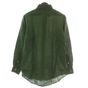 RALPH LAUREN クラシックフィット CLASSIC FIT ボタンダウンシャツ 麻 リネン 長袖 ロゴ 刺繍 XS 緑