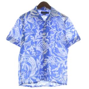 クラシックフィット CLASSIC FIT アロハシャツ オープンカラー 麻 リネン 半袖 総柄 XS