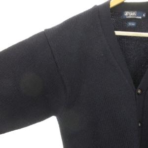 Polo by Ralph Lauren ニットカーディガン Vネック 長袖 Pロゴ インターシャ ウール 厚手 L 紺 ネイビー /AH14 GY44