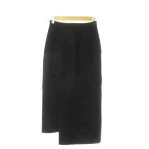 ロングスカート タイト ナロー メルトン アシンメトリー S 黒 ブラック /AO25 GY44