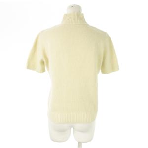 Leilian ニット セーター ハイネック 半袖 パール スパンコール ラメ ケーブル編み 11 白 アイボリー /AO21