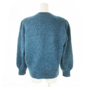 Leilian カーディガン ニット クルーネック 丸首 長袖 ラメ ラインストーン ビジュー 大きいサイズ 13+ 青緑