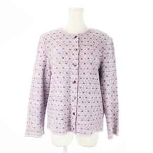 アンサンブル カーディガン ニット チェック編み ひし形 11 紫 パープル /CK19 GY44