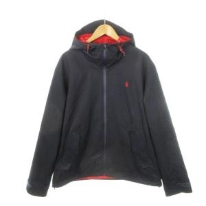 ウォーター レジスタント フーデッドジャケット ロゴ刺繍 L 紺 ネイビー /AH16 GY44