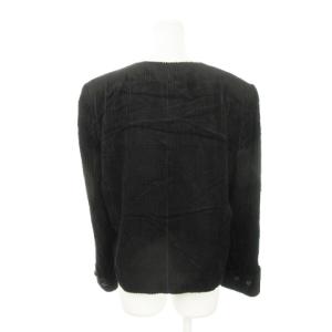 Leilian コーデュロイジャケット ノーカラー 太畝 大きいサイズ 13 黒 ブラック /AH14 GY44