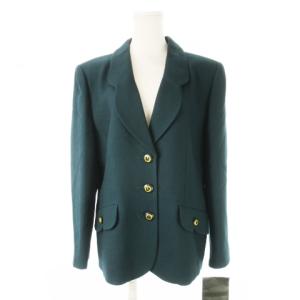 テーラードジャケット 総裏地 ウール 金ボタン 大きいサイズ 13 緑 グリーン /CK27 GY44