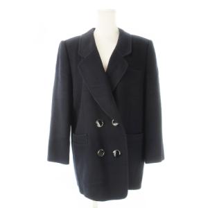 テーラードジャケット コート カシミヤ ダブル 大きいサイズ 13 紺 ネイビー /CK24 GY44