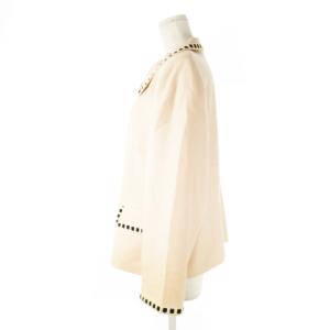 Leilian ステンカラージャケット パールボタン ライン ステッチ タスマニア 大きいサイズ 13+ ピンク /CK26