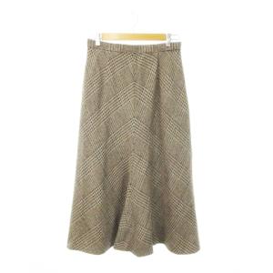 フレアスカート ロング ニット 総柄 大きいサイズ 13 茶 ブラウン /MN25 GY44