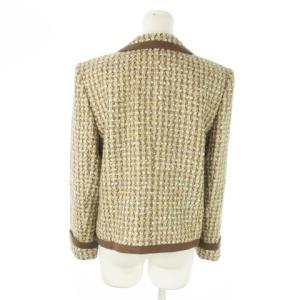 Leilian ツイードジャケット ステンカラー 絹 シルク混 11 茶 ブラウン /AO1 GY44