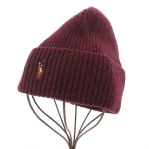 POLO RALPH LAUREN ニット帽 ビーニー ニットキャップ ポニー刺繍 ワンポイント ウール ボルドー /GV GY44