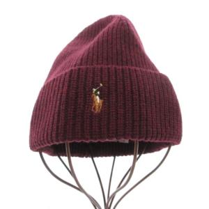 POLO RALPH LAUREN ニット帽 ビーニー ニットキャップ ポニー刺繍 ワンポイント ウール ボルドー /GV GY44