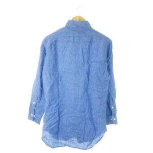 POLO RALPH LAUREN 長袖シャツ 麻 リネン ワンポイント ポニーロゴ刺繍 15 S 青 ブルー /AO11 GY44