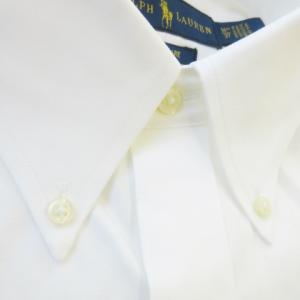 RALPH LAUREN ボタンダウンシャツ 半袖 コットン ワンポイント ポニーロゴ刺繍 14.5 S 白 ホワイト /AO14