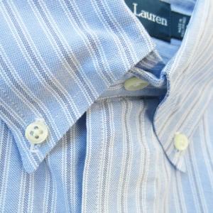 RALPH LAUREN オックスフォードシャツ ボタンダウン 長袖 コットン ストライプ 総柄 ワンポイント ポニーロゴ刺繍 S