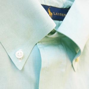 RALPH LAUREN ワイシャツ Yシャツ ボタンダウン 長袖 コットン ワンポイント ポニーロゴ刺繍 14.5 S 緑 ミントグリーン