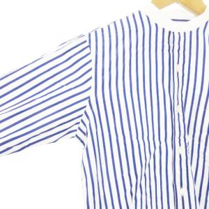 POLO RALPH LAUREN バンドカラーシャツ 長袖 コットン ストライプ XS 青 ブルー /AH5 GY44