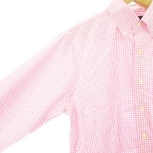 RALPH LAUREN ボタンダウンシャツ 長袖 ロゴ刺繍 ストレッチ ギンガムチェック S ピンク /AH10 GY44
