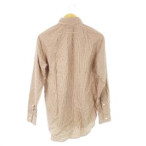 RALPH LAUREN ボタンダウンシャツ 長袖 ポニーロゴ刺繍 ワンポイント チェック XS 茶 ブラウン /CK2 GY44