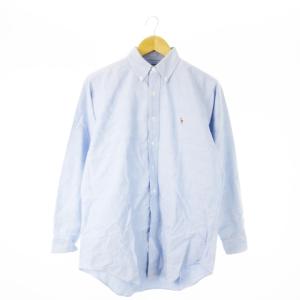 ボタンダウンシャツ オックスフォード 長袖 ポニーロゴ刺繍 ワンポイント 40-82 L 青 ブルー /CK16
