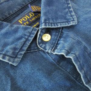 POLO RALPH LAUREN シャンブレーシャツ 長袖 コットン インディゴ 14.5 S 青 ブルー /CK11 GY44
