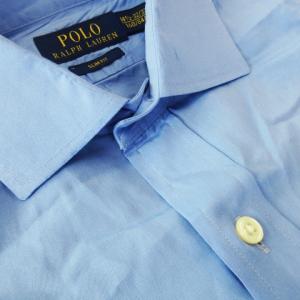 POLO RALPH LAUREN ワイシャツ Yシャツ ホリゾンタルカラー 長袖 コットン ポニーロゴ刺繍 14.5 S 青 ブルー /CK9