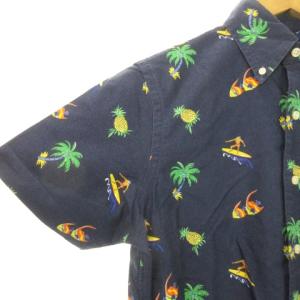 RALPH LAUREN ボタンダウンシャツ オックスフォード 半袖 ロゴ刺繍 アロハ柄 ヤシの木 熱帯魚 サーファー パイナップル
