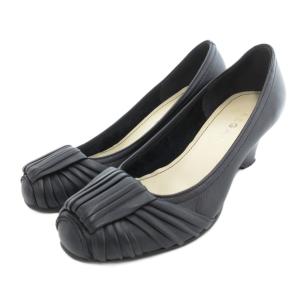 パンプス レザー ウエッジソール 22.5cm ブラック /UO GY44