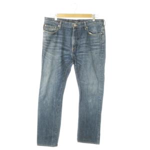 デニムパンツ ジーンズ テーパード ウォッシュ加工 XL 紺 ネイビー /AO24 GY44