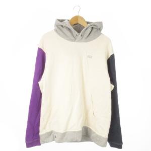 プルパーカー スウェット 長袖 配色 ロゴ 裏起毛 アウトドア 大きいサイズ XXL ライトベージュ /AO11