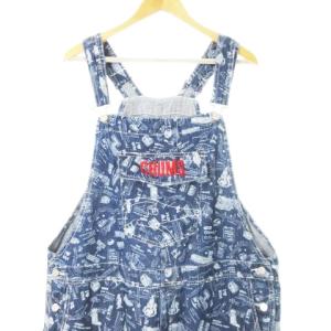 CHUMS ビーバーオールオーバーザオーバーオール カバーオール デニム ロングパンツ ロゴ プリント 総柄 大きいサイズ