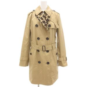 トレンチコート S カーキ系 裏レオパード柄 ベルト付き /UO GY19