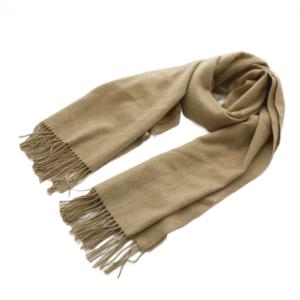 マフラー カシミヤ フリンジ ブラウン
