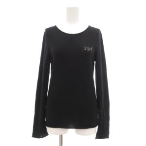 ニット セーター カシミヤ S 黒 ブラック ラインストーン ロゴ /UO GY19