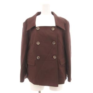オールドセリーヌ ヴィンテージ ダブルボタン ジャケット ショートコート スクエアネック 42 茶 ブラウン