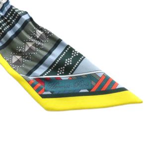 HERMES ツイリー Colliers de chiens スカーフ 絹 シルク 総柄 ロゴ マルチカラー /XZ