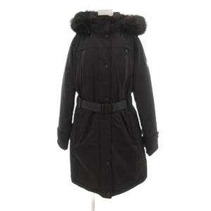 フェイクファー 中綿コート S 黒 ブラック ロゴベルト フード付き /UO GY19
