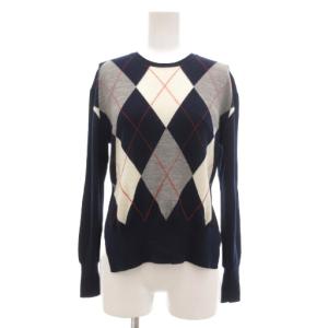 オールドセリーヌ ヴィンテージ 美品 ニット セーター ウール アーガイル チェック XS 紺 ネイビー