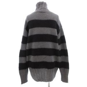 FENDI 21AW タートルネック ニット セーター ボーダー モヘア ウール 48 グレー 黒 ブラック /JS