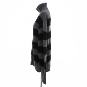 FENDI 21AW タートルネック ニット セーター ボーダー モヘア ウール 48 グレー 黒 ブラック /JS