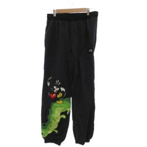 × DISNEY テックパンツ ミッキー刺繍 イージー S 黒 ブラック /JS GY19