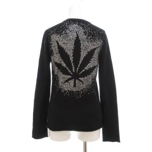 ニット カーディガン カシミヤ S 黒 ブラック ヘンプ マリファナ スタッズ /UO GY19