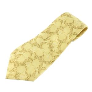 ネクタイ 絹 シルク ワイドタイ ココマーク 総柄 黄色 イエロー 茶色 ブラウン /XZ OH GY19