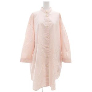 17AW バンドカラーシャツワンピース ひざ丈 長袖 イタリア製 36 ピンク S52CT0254 S47294