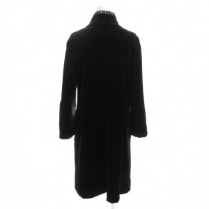 FOXEY NEW YORK ベロアノアール VELOUR NOIR コート 40 黒 ブラック フリルスタンドカラー /GV GY19