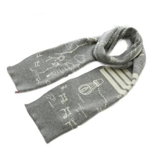 マフラー カシミヤ 総柄 O/S グレー ホワイト
