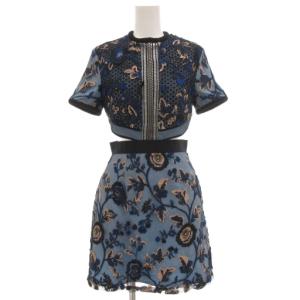 ワンピース フローラル ラメ スパンコール 2 ブルー