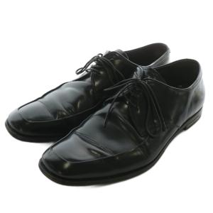 ビジネスシューズ ドレス 革靴 レザー スクエアトゥ ロゴ 6.5 25.5cm 黒 ブラック 1598