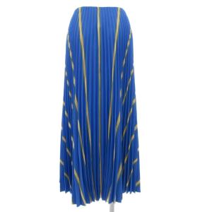 marimekko タグ付き Myy Puhveli プゥヴェリ プリーツ イージー スカート フレア ロング 総柄 L 青